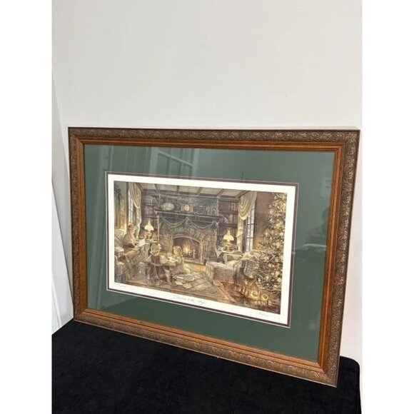 Trisha Romance “Christmas at the Cottage” Signed w/ COA Framed Print 33x25 - Picture 1 of 9